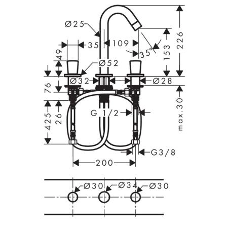 Hansgrohe Logis Смеситель для раковины, на 3 отв., цвет: хром