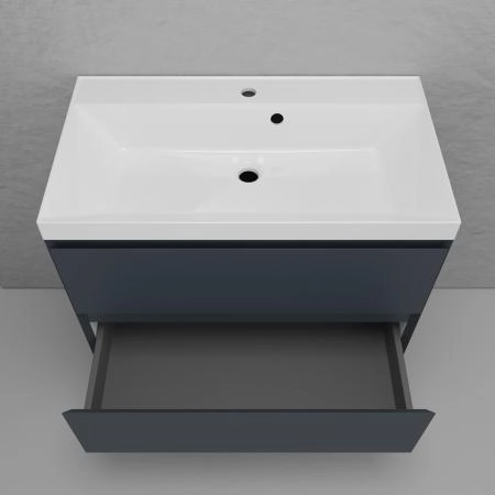 Тумба подвесная Style Line Манхэттен 80 ЭМАЛЬ под ASTI 80 2 ящика PLUS графит