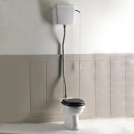 Devon&Devon Rose Унитаз 66x35,5cм, с высокой трубой, сиденье из массива дуба, фурнитура золото