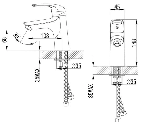 Смеситель для раковины AZARIO SINTRA хром (AZ-WKF168042C)