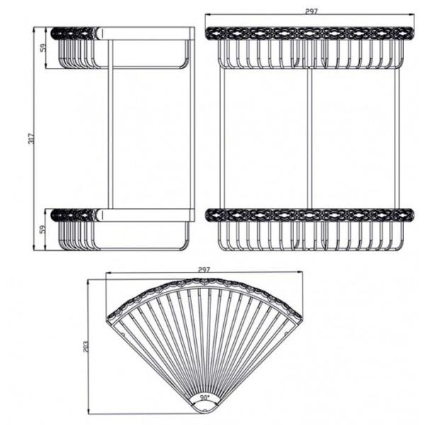 Полка угловая двойная ZORG (AZR U-4 SL) серебро