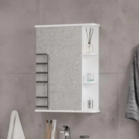 Шкаф зеркальный Twing 50 белый глянец