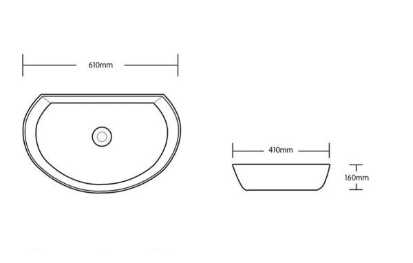 Раковина Cerutti SPA CR7074 накладная, белая, асимметричная 610х410х160