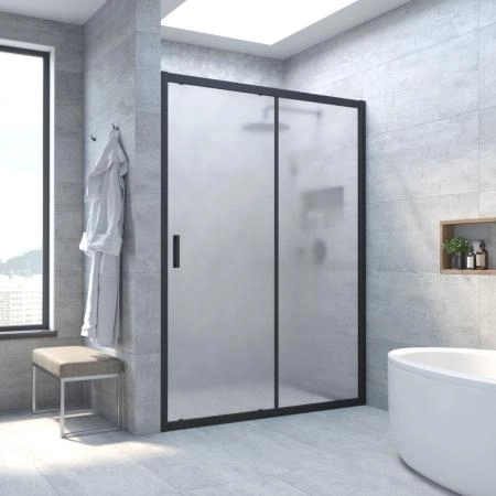 Душевая дверь Vegas-glass ZP NOVO h2000 180 02М 10, профиль черный матовый, стекло сатин