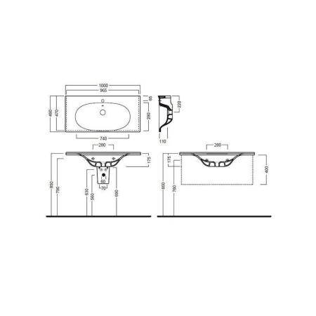 Раковина Hatria LeFiabe Y1BQ подвесная 100x48,5