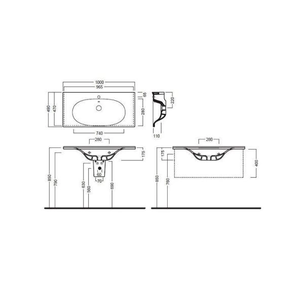 Раковина Hatria LeFiabe Y1BQ подвесная 100x48,5