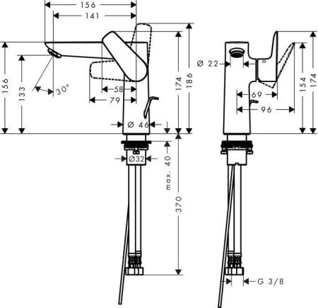 Hansgrohe 71754700 Talis E Смеситель для раковины 133 мм, со сливным гарнитуром, матовый белый