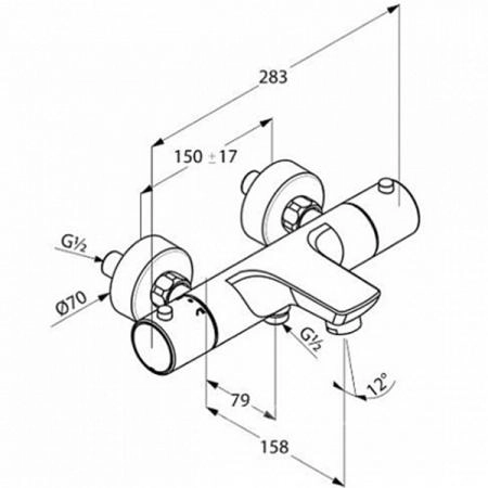 Смеситель Kludi Objekta 352010538 для ванны термостат