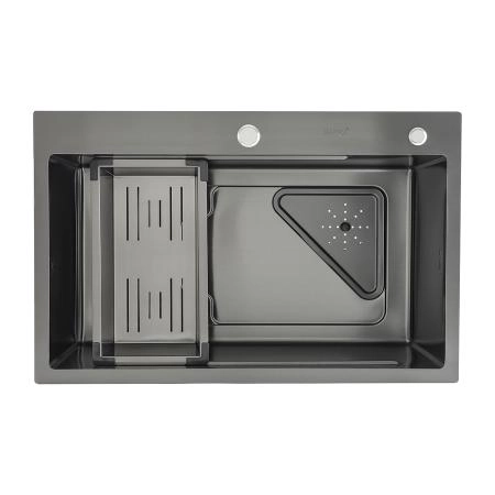 Кухонная мойка GAPPO GS7246-6 с коландером, оружейная сталь