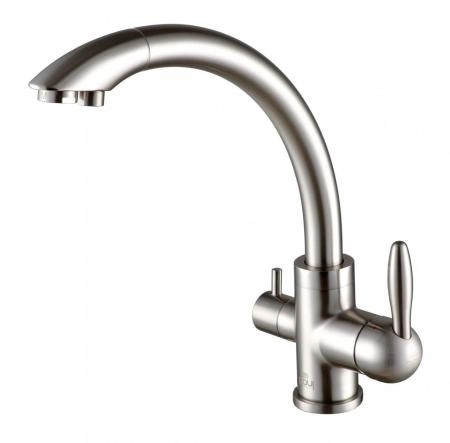 Смеситель для кухни Paulmark ESSEN, никель, две воды, Es213001-NI