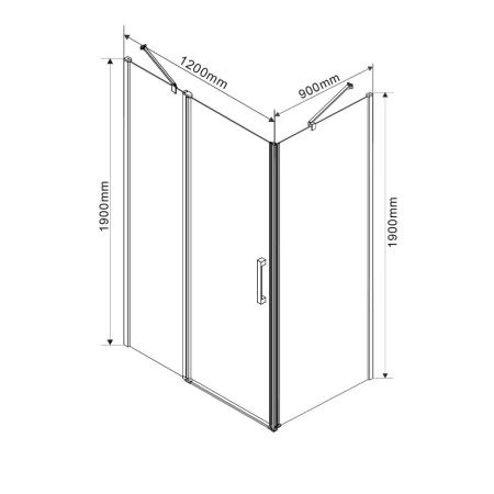 Душевой уголок Vincea Orta VSR-1O9012CL, 1200*900, хром, стекло прозрачное