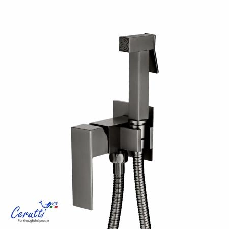 Смеситель с гигиеническим душем Ceruttispa Резия SHGR (RESIA SHGR) из латуни, с шлангом 120 см, цвет серый