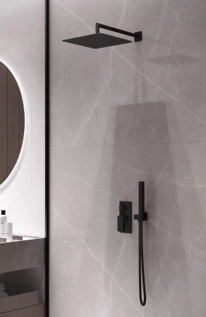 Смеситель встроенный для душа Boheme QUBIC Matt Black 474-3-B