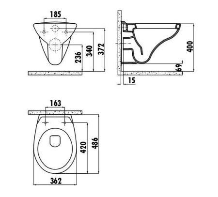 Унитаз CREAVIT Perla подвесной TP320-11CB00E-0000 (сиденье отдельно)
