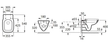 Унитаз (чаша) Roca Debba подвесная 346997000