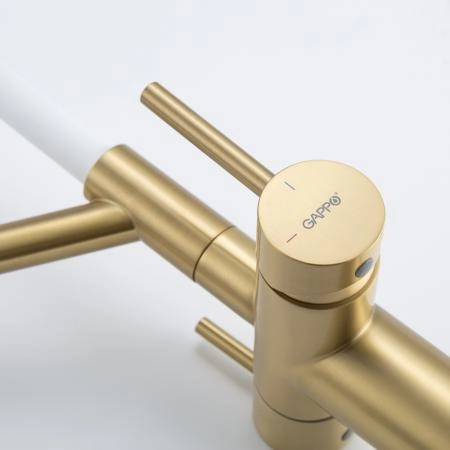 Смеситель GAPPO G4399-83 для кухни с гибким изливом и подключением фильтра, золотой сатин