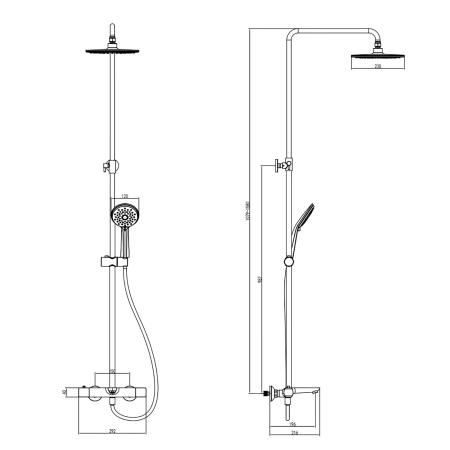 Душевая система Azario GALAXY термостатический картридж, хром (AZ-67B47EV1-1DC1J19A-ZH3394A-HB1153C)