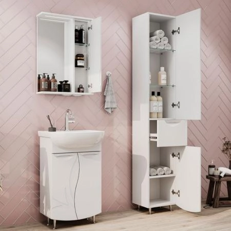 Зеркало-шкаф Volna Adel 50 правый белый глянец