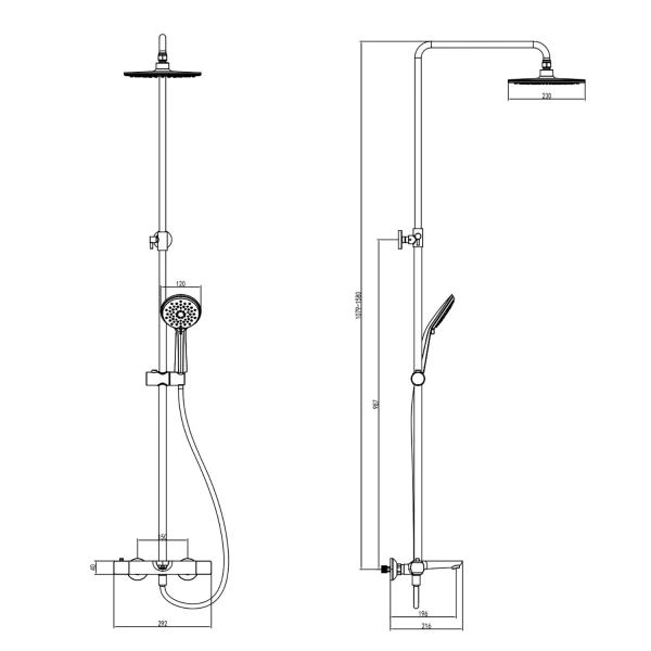 Душевая система Azario GALAXY термостатический картридж, хром (AZ-67B47EV1-1DC1J19A-ZH3394A-HB1153C)