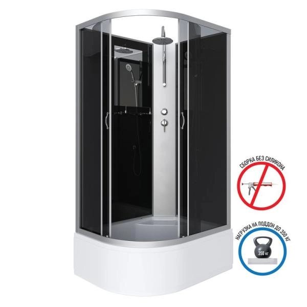 Душевая кабина Niagara NG-2510-14RBKT 1200х800х2100-2400 высокий поддон 40см стекло тонированное