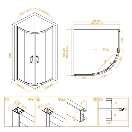 Душевой уголок RGW CL-54 Classic 90x90 Хром прозрачное