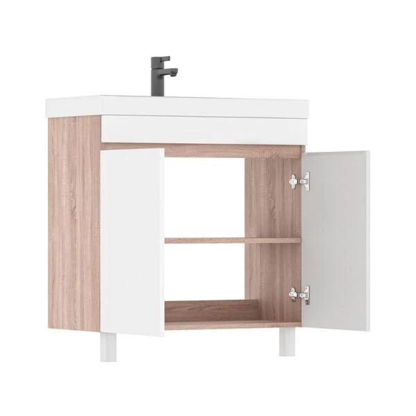 Тумба для ванной Volna Conty 80.2D Белый/дуб сономанапольная (9696) раковина отдельно