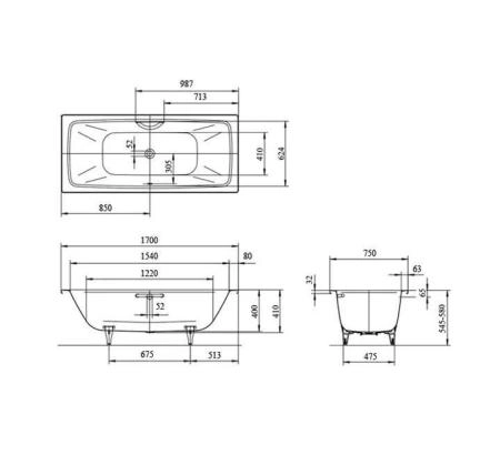 Ванна KALDEWEI CAYONO DUO 724 170x75 Standard, сталь, белый 272400010001