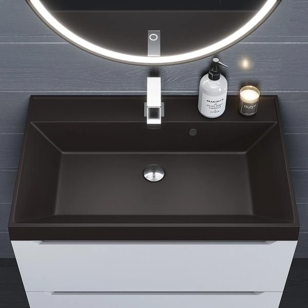 Раковина кварцевая Uperwood Classic Quartz 70 см, коричневая матовая, трюфель