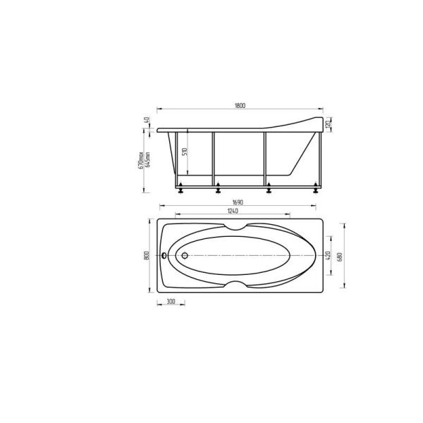 Ванна АКВАТЕК Европа 180x80 без гидромассажа с фронтальным экраном