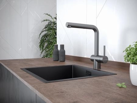 Смеситель для кухни Paulmark Dosse вороненая сталь Do214418-GM