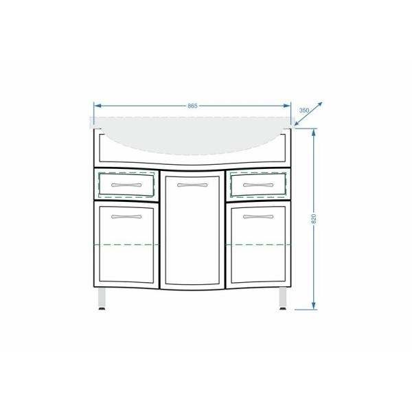 Тумба под умывальник Stella Polar Концепт 90, 2 ящ., Эльбрус 90