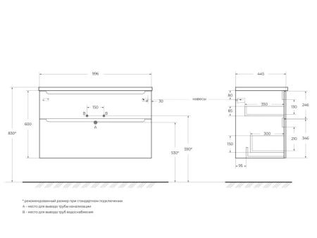 Керамическая раковина BB1000ETL 1000x500x180