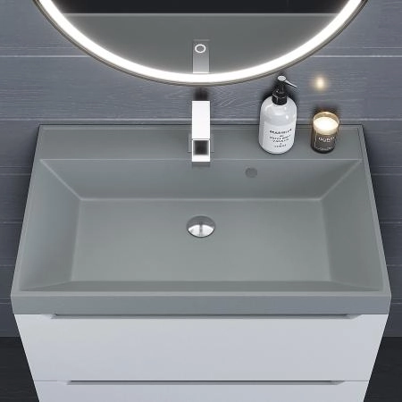 Раковина кварцевая Uperwood Classic Quartz 70 см, серая матовая, платина