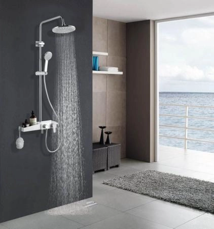 Душевая система AZARIO с поворотным изливом, хром/белый (AZ-801)