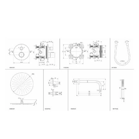 Ideal Standard Ceratherm T100 Душевой комплект: встраиваемый термостатический смеситель, верхний душ Ø30см., держатель, лейка для душа и шланг 175см., цвет: черный матовый