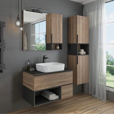Зеркало-шкаф Comforty Штутгарт-90 00004151038 Дуб тёмно-коричневый