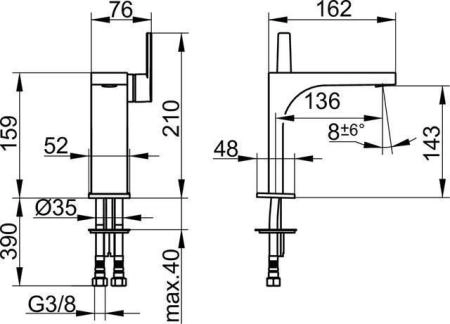 Смеситель для умывальника Keuco Edition 11 51102130100 Хром черный шлифованный