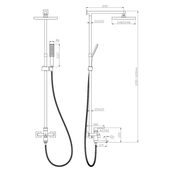 Душевая система OLIVES Granada 05511GN для ванны хром