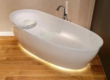 TOTO NEOREST Ванна 2200x1050x780 мм, отдельностоящая, со сливом-перел, подгол.с сифоном,с гидро- и аэромасс.,с эффектом невесомости, цвет: белый
