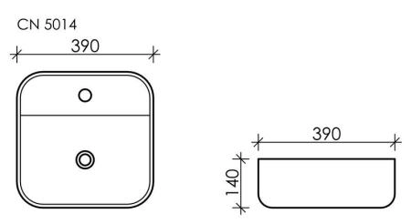 Умывальник чаша накладная квадратная Element 390x390x140мм