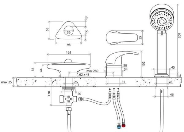 Смеситель Ravak Rosa X07P003 на борт ванны