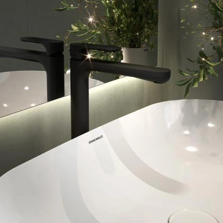Смеситель для раковины Kerama Marazzi OLE ОЛЕ 69416KM.01.093 однорычажный высокий без донного клапана, матовый черный