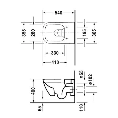 Duravit Happy D.2 Унитаз подвесной rimless 365x540мм, , вкл. крепление Durafix,  с покрытием WG, цвет: антрацит матовый ( ДЛИННЫЙ срок пр-ва!)