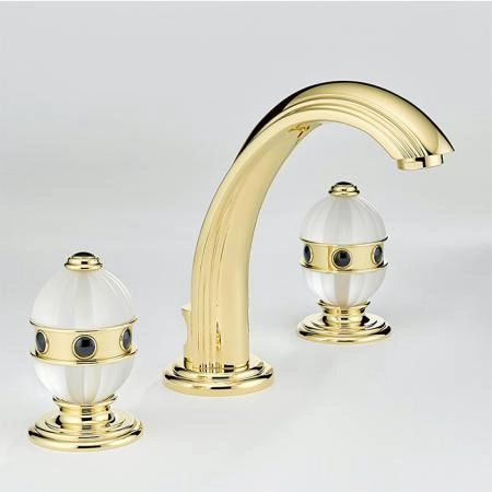 THG Amboise Onyx noir Смеситель для раковины, 3 отв., цвет: золото/оникс