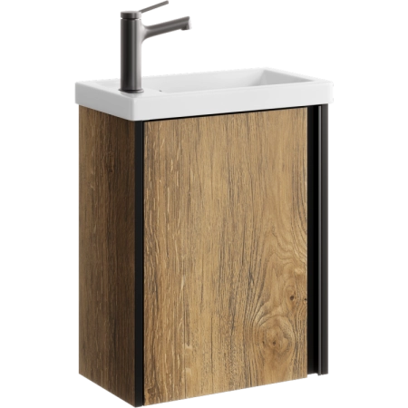 Подвесная тумба AQWELLA Urban URB0145DB 45 см с одной универсальной дверью в цвете дуб балтийский с умывальником