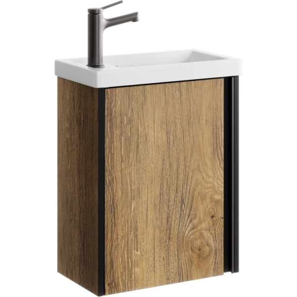 Подвесная тумба AQWELLA Urban URB0145DB 45 см с одной универсальной дверью в цвете дуб балтийский с умывальником