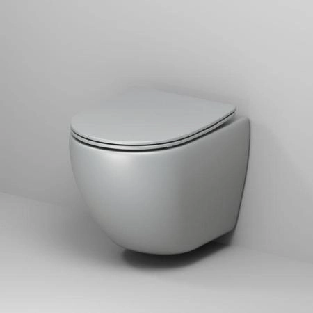 Унитаз Grossman GR-4455GLMS Color (485*365*360) СВЕТЛО-СЕРЫЙ МАТОВЫЙ подвесной Безободковый с тонкой крышкой