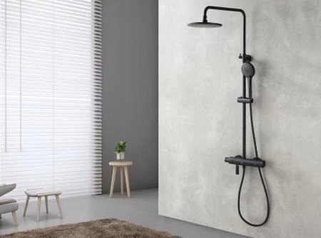 Душевая система Lemark Bronx LM3772BL для ванны термостат , черный