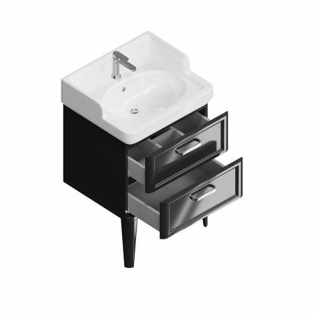 Тумба Kerama Marazzi POMPEI ПОМПЕИ PO.N.60.2\BLK напольная с 2 ящиками 60, черная глянцевая