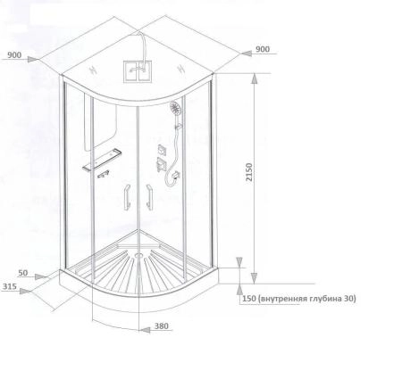Душевая кабина Cerutti SPA VIVA91 (90x90x215)